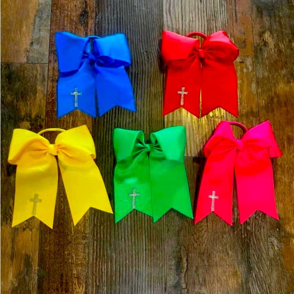 5 set hair bows with crosses